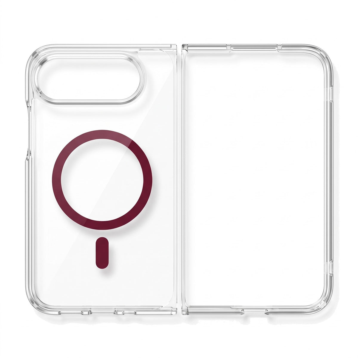 Transparente Hülle für iPhone Duo mit Magnetring in Burgunderrot