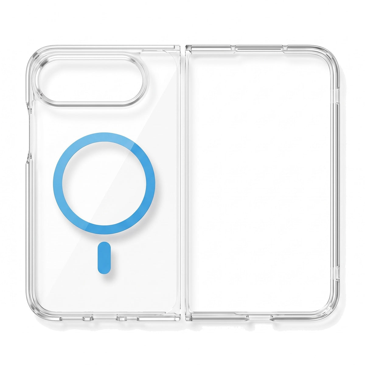 Transparente Hülle für iPhone Duo mit Magnetring in Hellblau