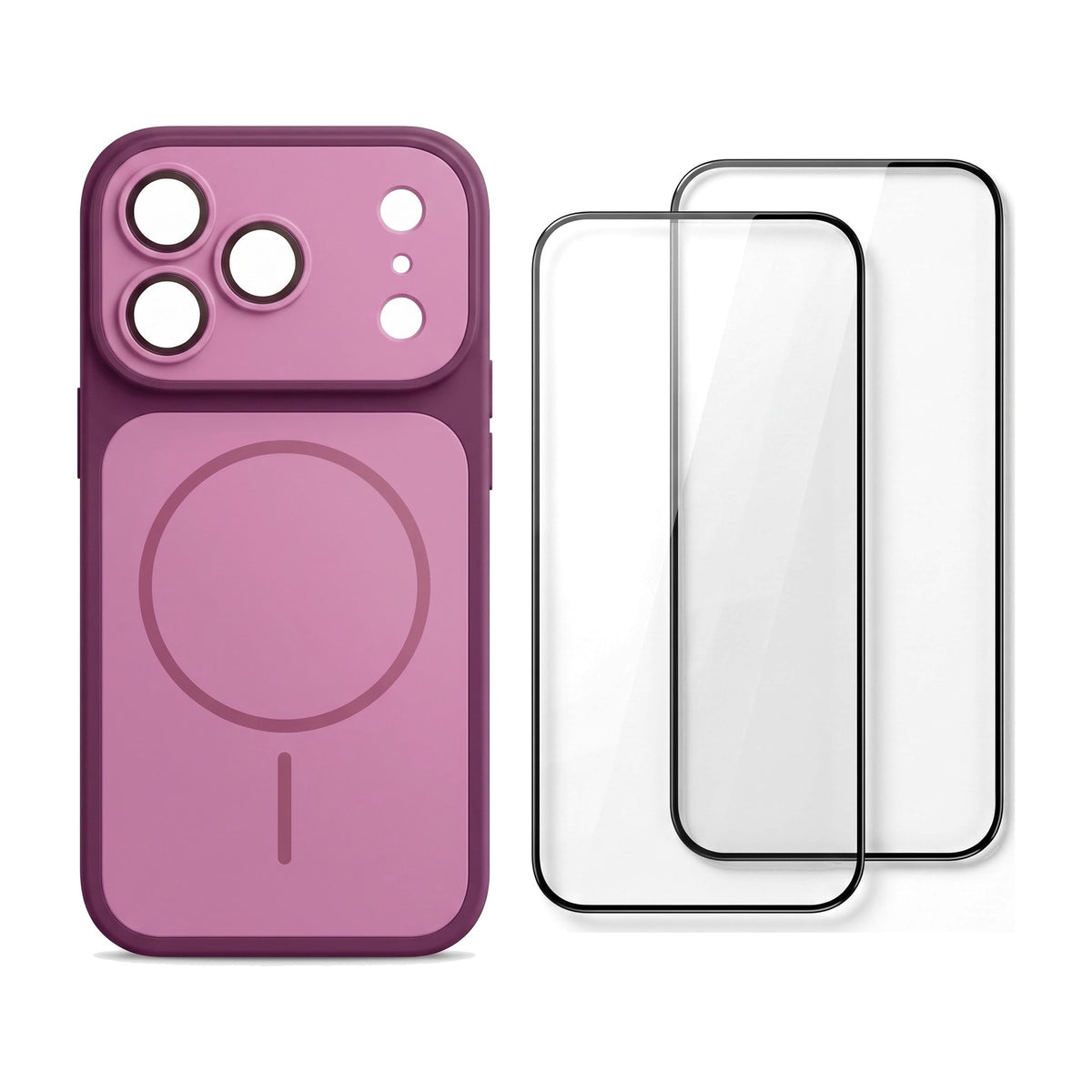 Set für iPhone 18 Pro: Hülle in Bordeaux und 2 Schutzgläser