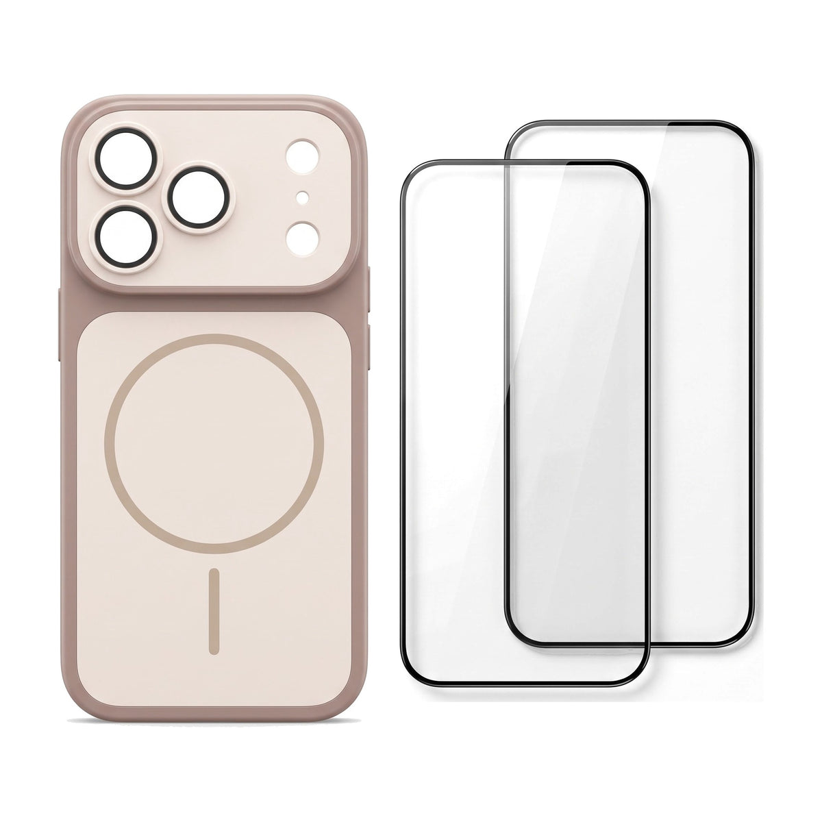 Set für iPhone 18 Pro: Hülle in Altrosa und 2 Schutzgläser