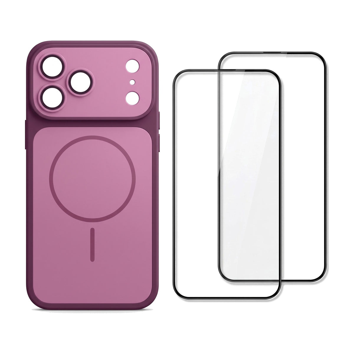 Set für iPhone 18 Pro Max: Hülle in Bordeaux und 2 Schutzgläser