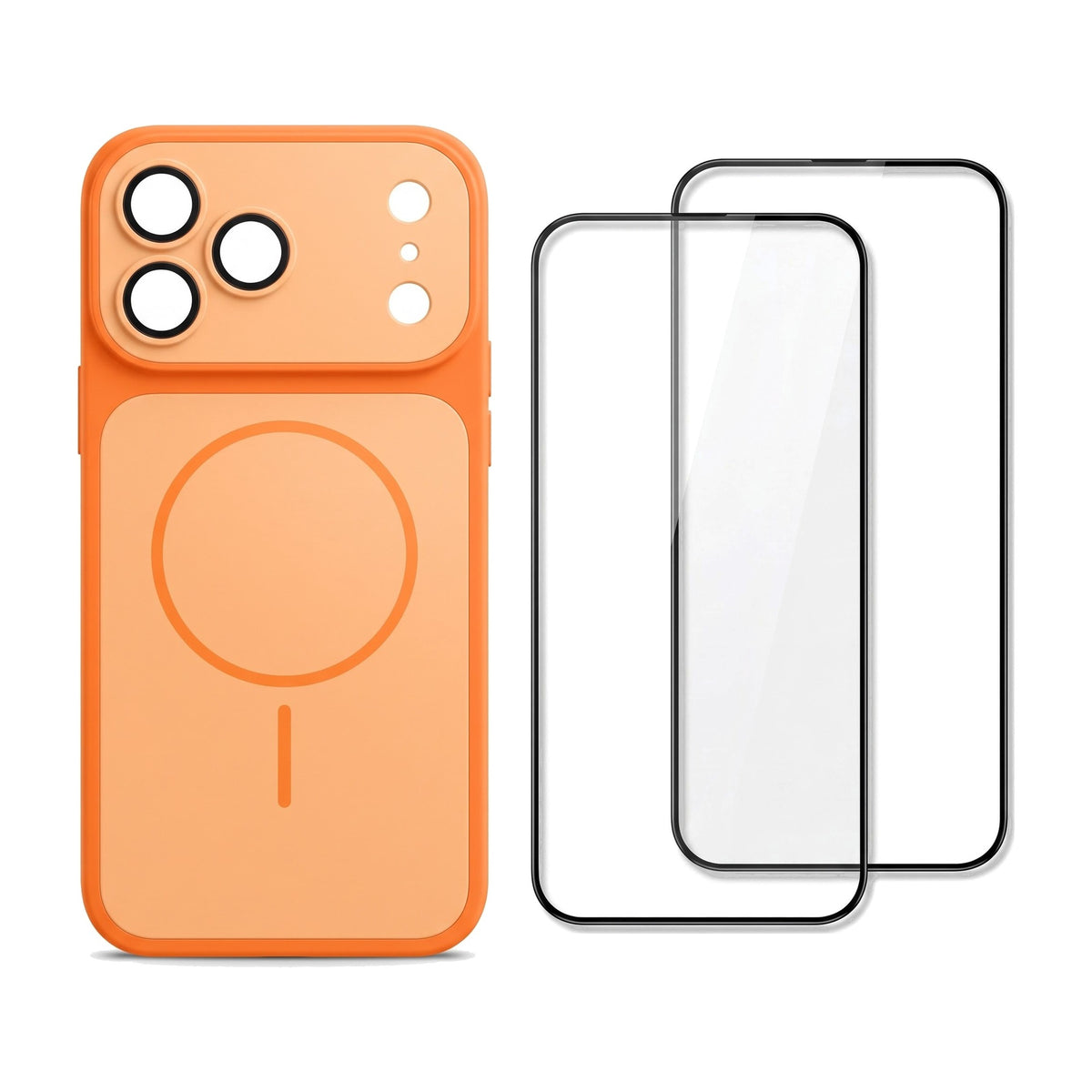 Set für iPhone 18 Pro Max: Hülle in Orange und 2 Schutzgläser