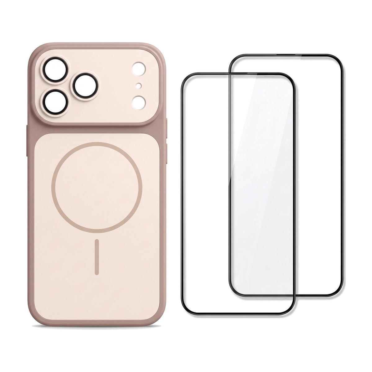 Set für iPhone 18 Pro Max: Hülle in Altrosa und 2 Schutzgläser