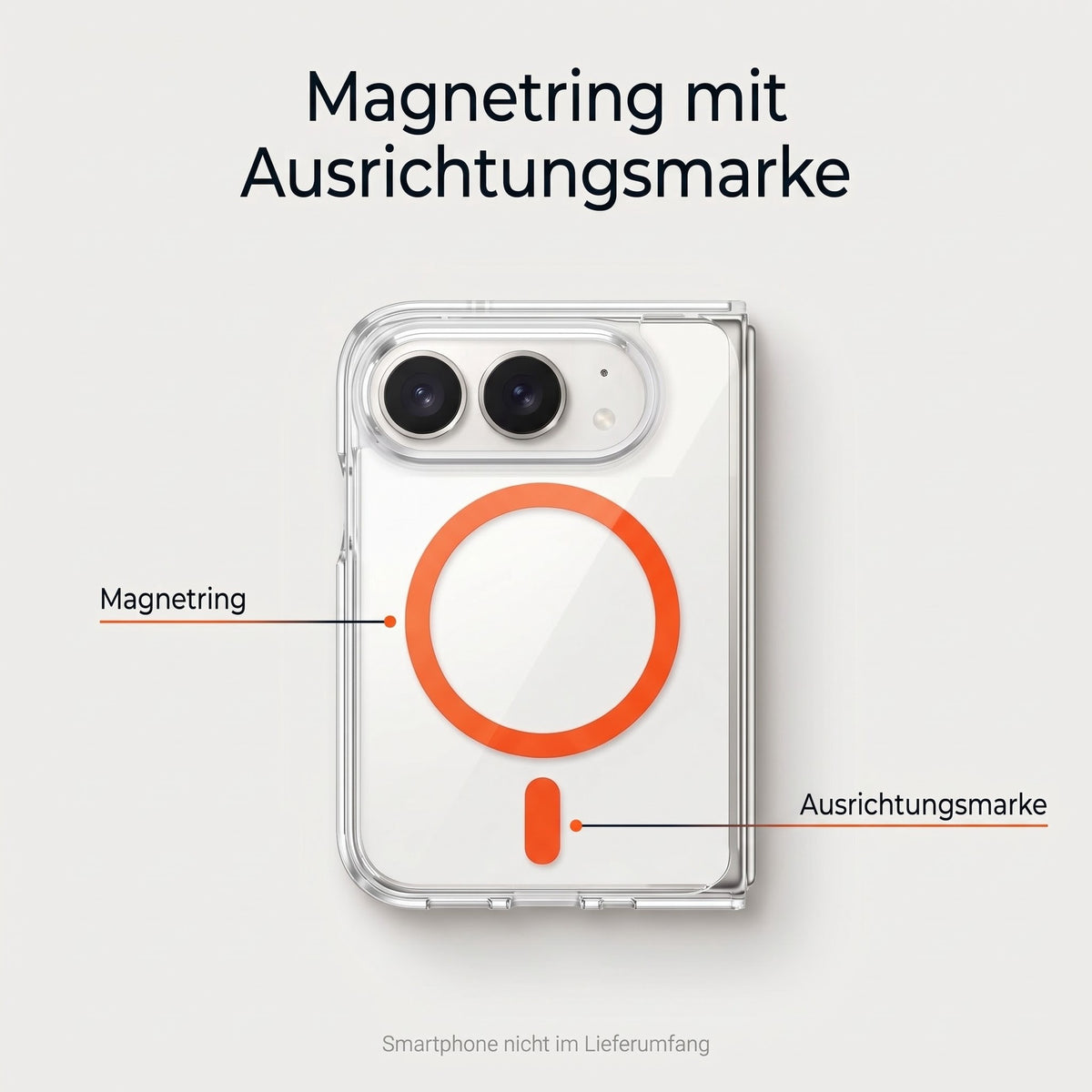 Transparente Hülle für iPhone Duo – Magnetring mit Ausrichtungsmarke