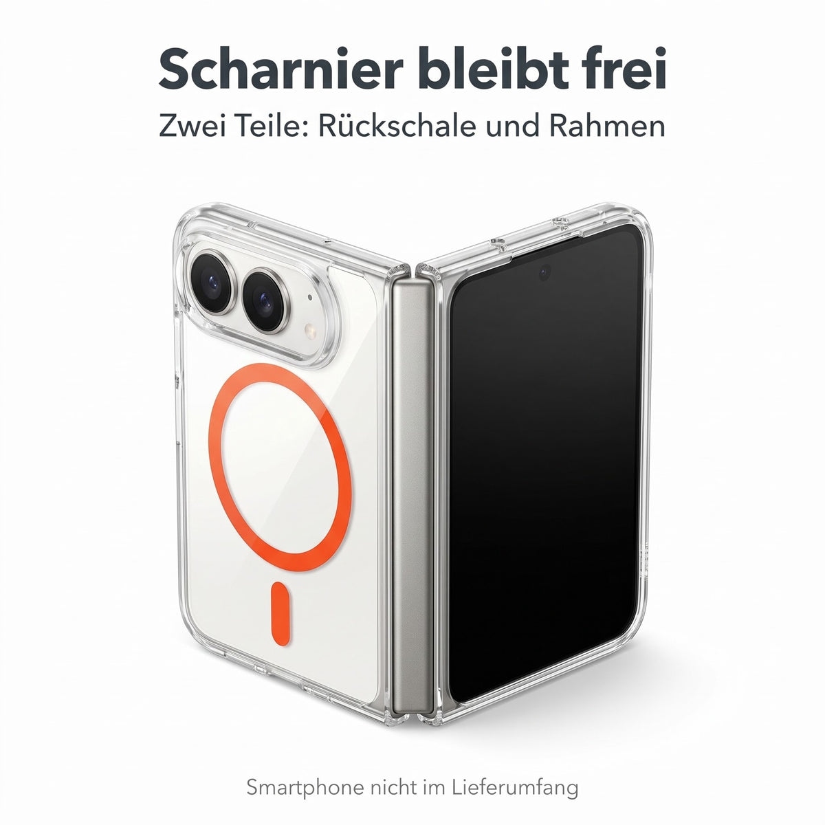 Transparente Hülle für iPhone Duo – Scharnier bleibt frei
