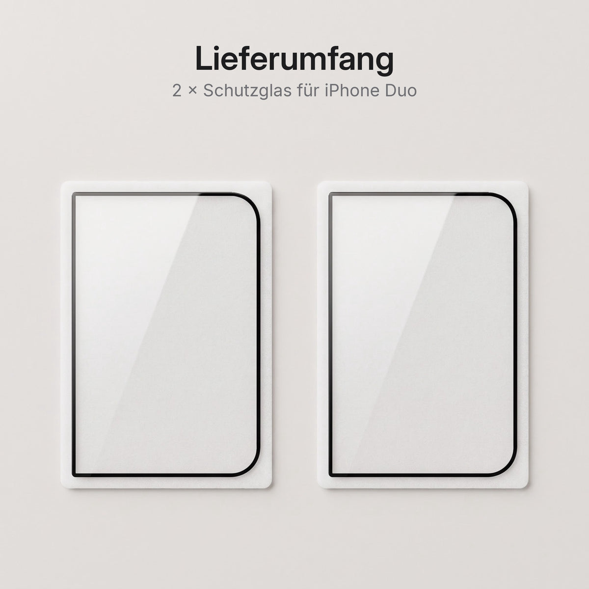 Schutzglas für iPhone Duo (Außendisplay) – Lieferumfang: 2 Schutzgläser