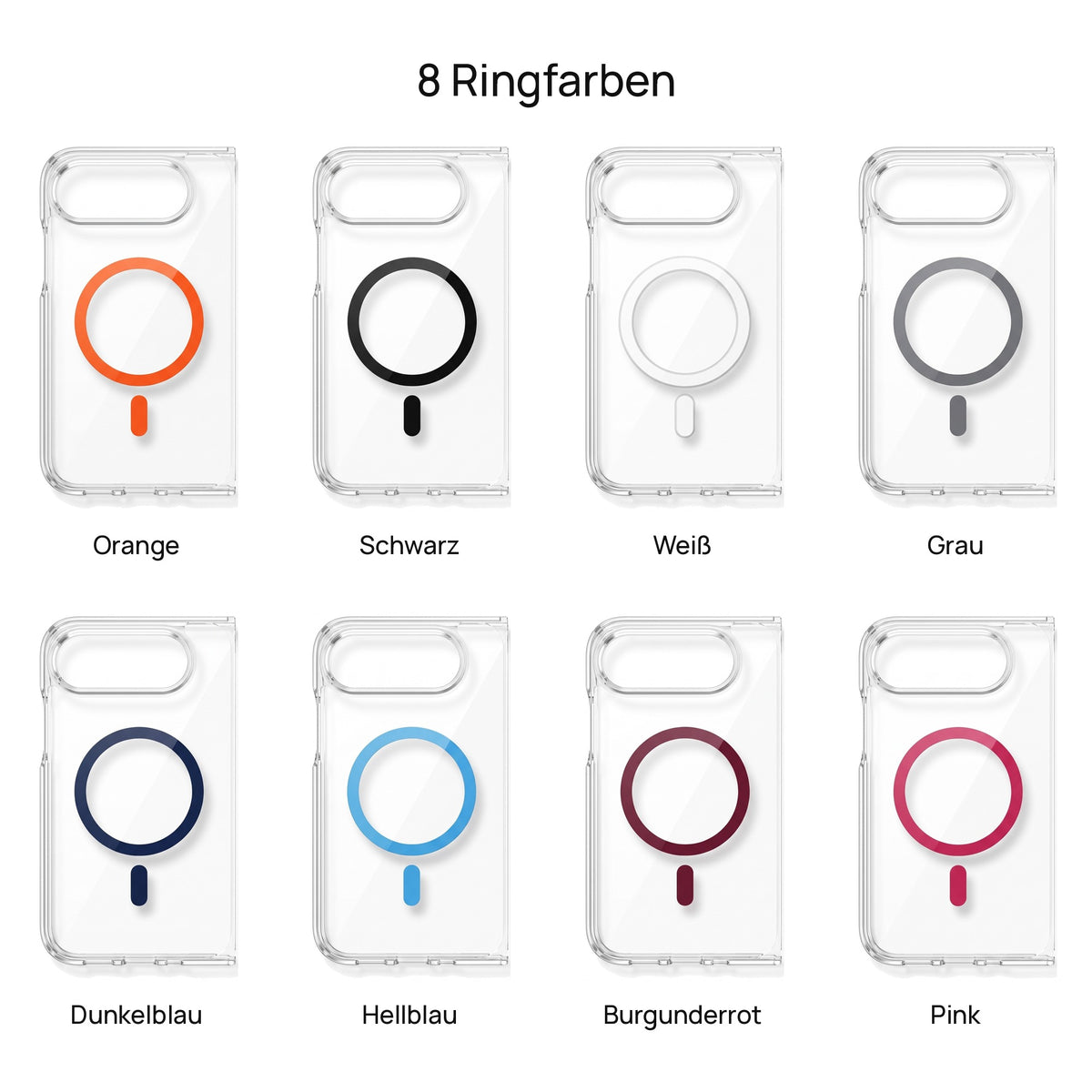 Transparente Hülle für iPhone Duo – alle 8 Ringfarben