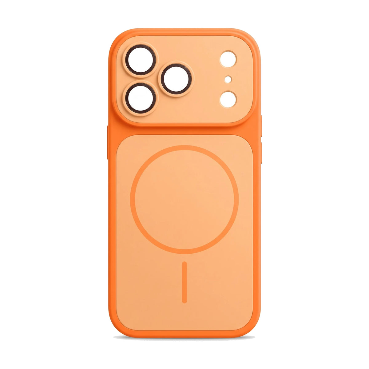 Hülle für iPhone 18 Pro in Orange – Rückansicht auf weißem Hintergrund