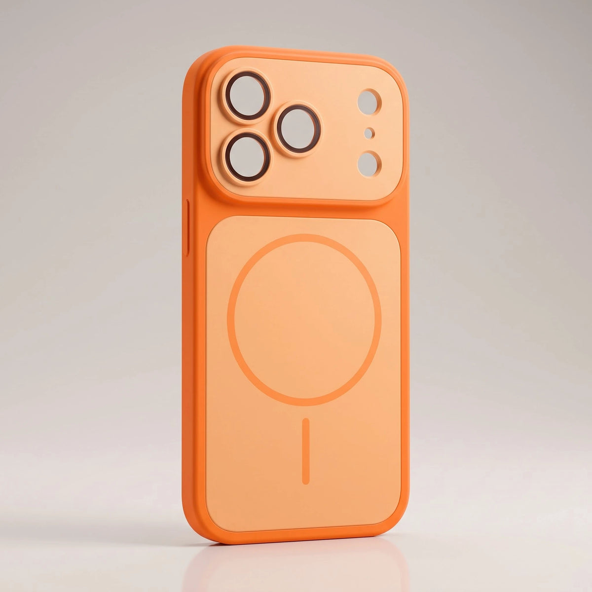 Hülle für iPhone 18 Pro und 18 Pro Max in Orange – matte Rückseite mit erhöhter Kameraplatte