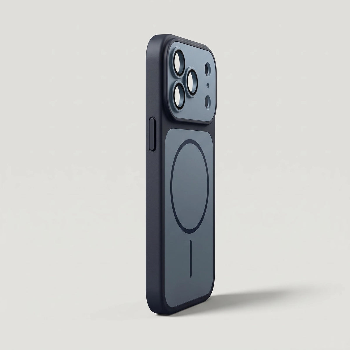 Hülle für iPhone 18 Pro in Schwarz – Seitenansicht mit Tastenabdeckungen und Rand
