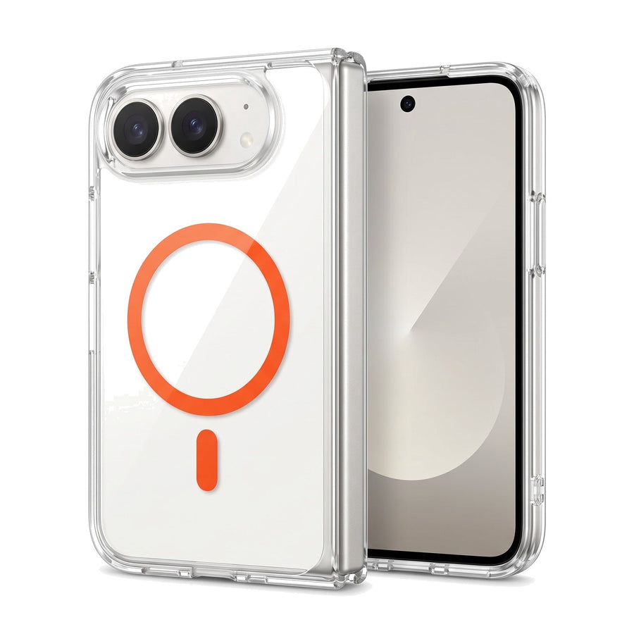 Transparente Hülle für iPhone Duo mit Magnetring in Orange – am iPhone Duo