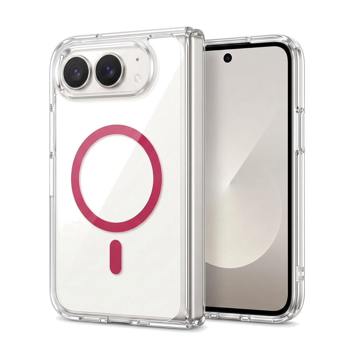 Transparente Hülle für iPhone Duo mit Magnetring in Pink – am iPhone Duo