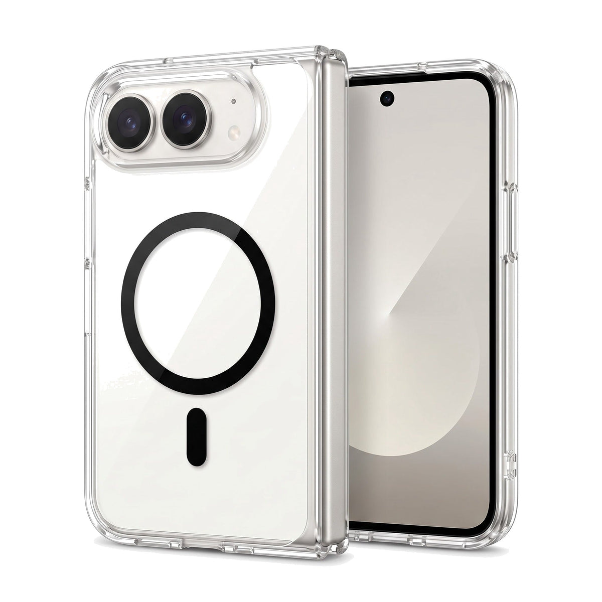 Transparente Hülle für iPhone Duo mit Magnetring in Schwarz – am iPhone Duo