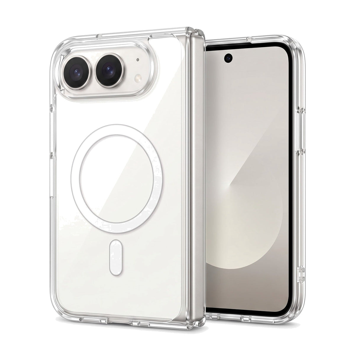 Transparente Hülle für iPhone Duo mit Magnetring in Weiß – am iPhone Duo